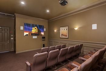 Media theater room with 24 stadium seats